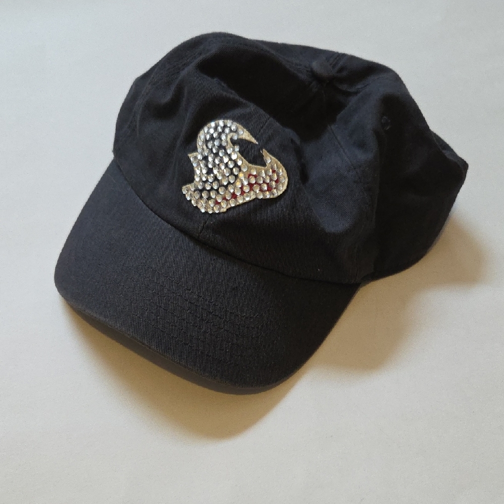 Black Cap with Rhinestone Logo